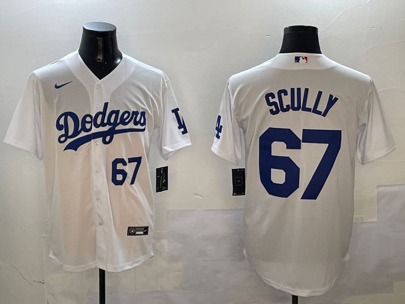 Men Los Angeles Dodgers #67 Scully White Game 2024 Nike MLB Jersey style 01082